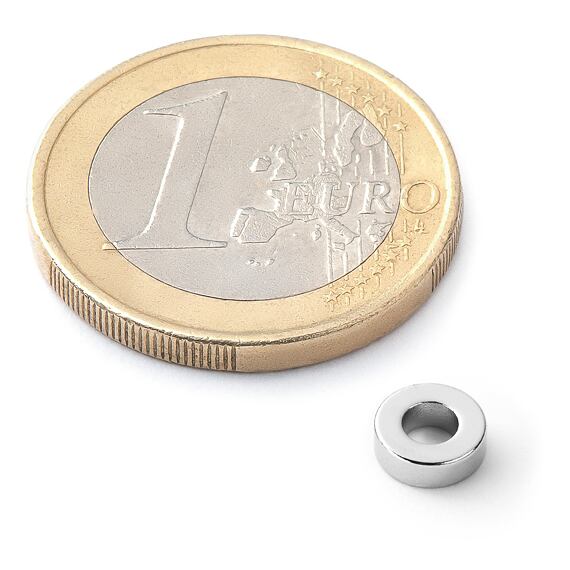 Neodymový kruhový magnet Ø 6/2 mm, v. 2,5 mm, síla 510 g