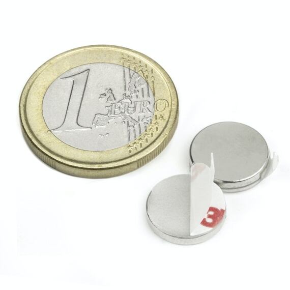 Neodymový magnet kotouč Ø 10 mm, v. 2 mm, samolepicí 3M, síla 1,3 kg