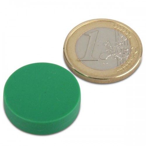 Neodymový magnet kotouč Ø 22 mm, v. 6 mm, zelený, vodotěsný plast, síla 4,1 kg